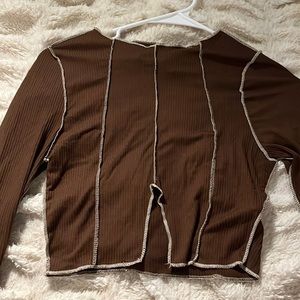 Brown long sleeve crop top